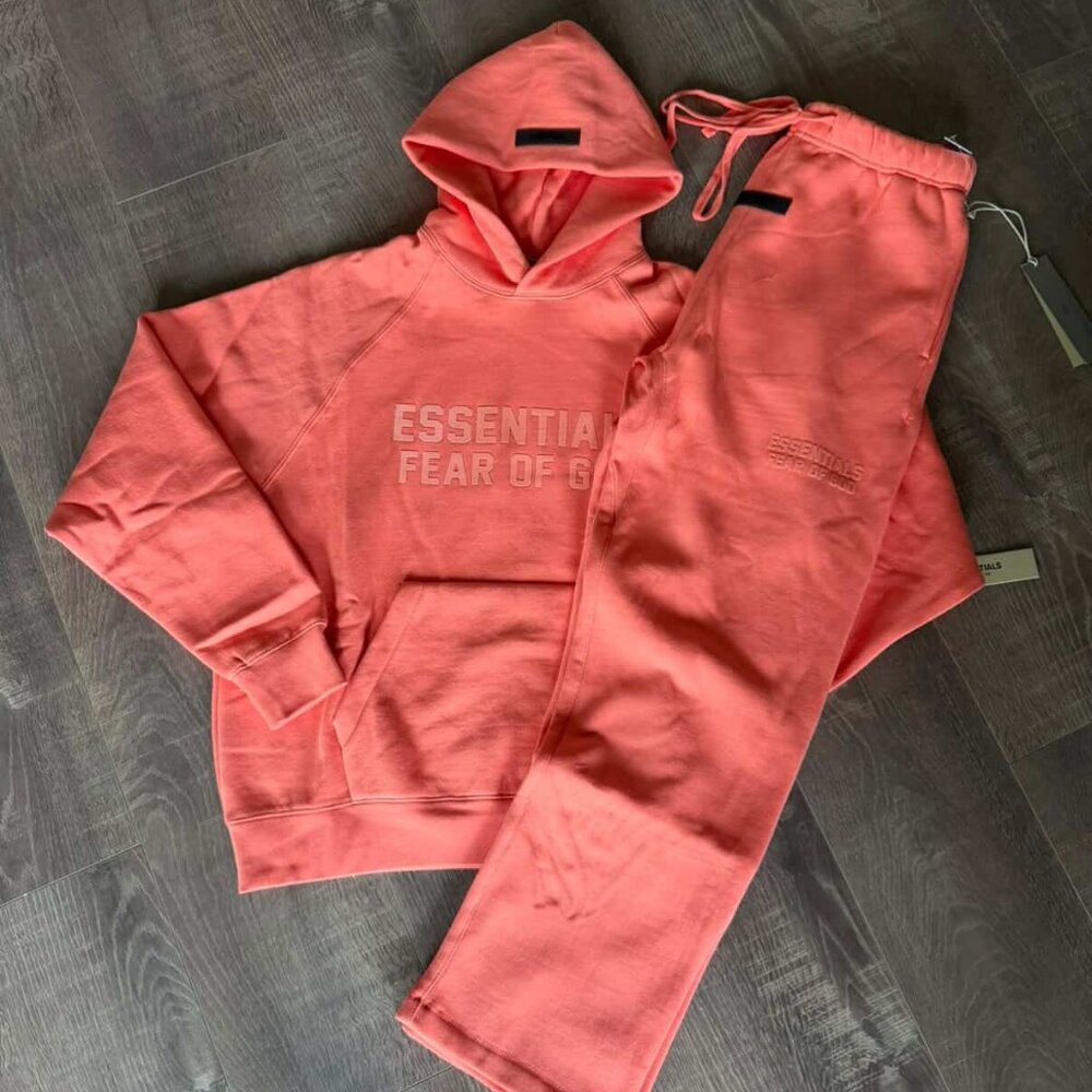 Fear Of God Essentials Coral Hoodie & Sweatpants Set SS23 Size Medium